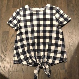 Madewell Gingham Tie Blouse XS